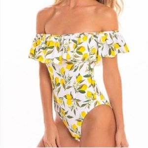 Revamped Swim Off The Shoulders Lemon One Piece